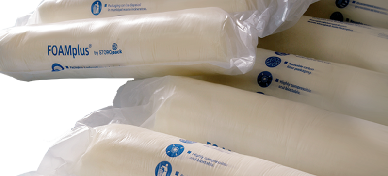 
		  Multiple strips of foam packaging